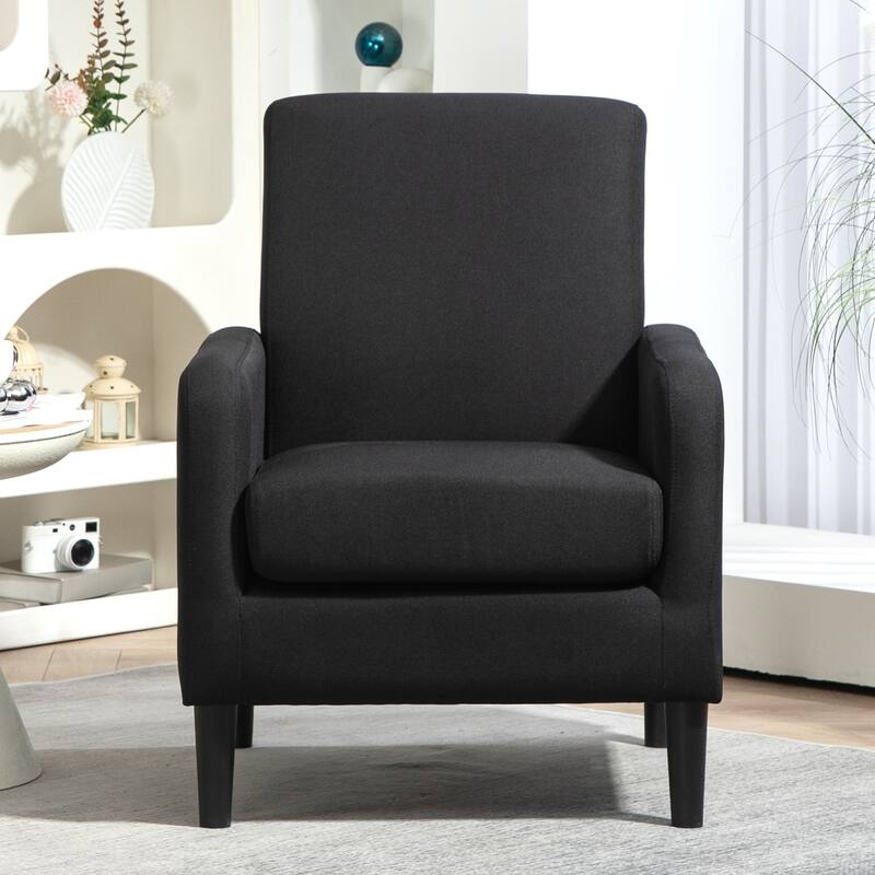 Minimalist Elegant Style Armchair with Solid Wood Frame Construction and New Soft Sponge - Black