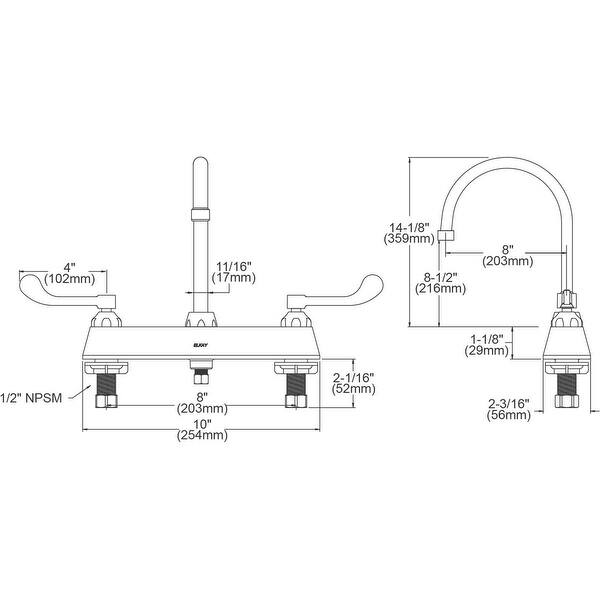 Shop Elkay Lk810gn08t4 1 5 Gpm Deck Mounted Double Handle Food