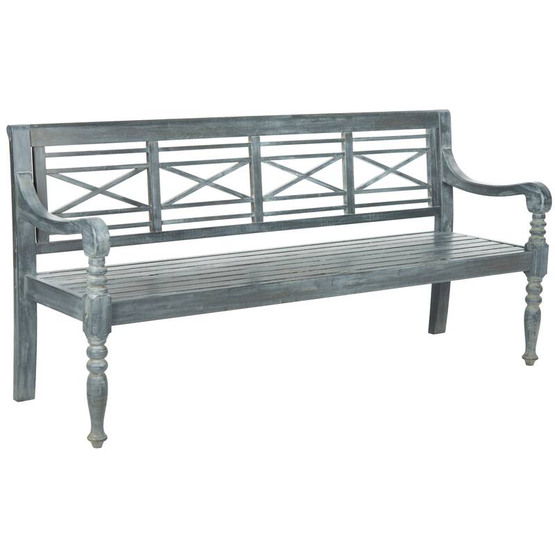 SAFAVIEH Outdoor Ruwaydah Acacia Wood Bench - 70Wx24Dx34H
