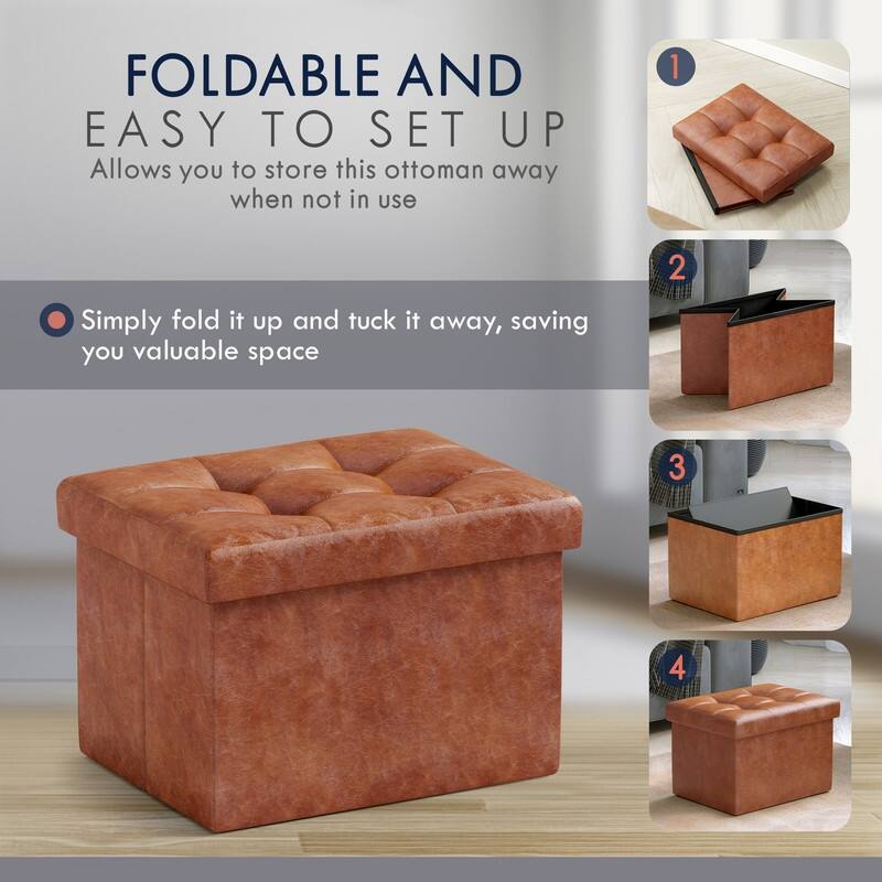 Small Foldable Rectangle Storage Ottoman