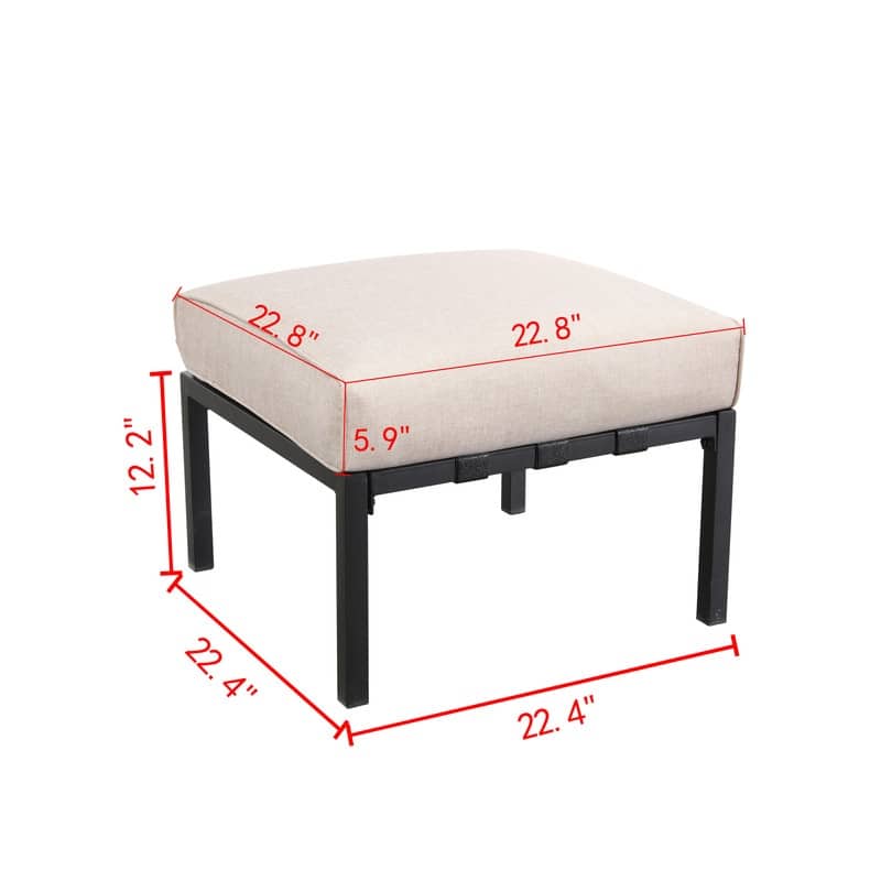 Patio Festival Outdoor Wave-Arm Col. Metal Ottoman with Cushion