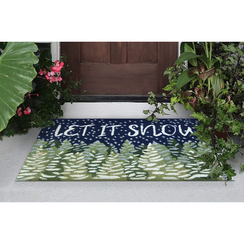 Liora Manne Frontporch Let It Snow Indoor/Outdoor Rug - 2' x 3' - Blue