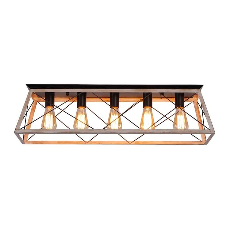 Farmhouse 5-Light Trapezoidal Cage Iron Ceiling Light