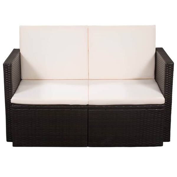 Shop Vidaxl 2 Seater Garden Sofa With Cushions Brown Poly Rattan