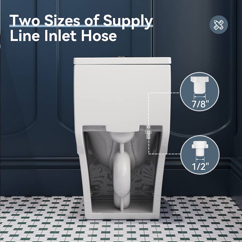 HOROW 1 Piece Dual Flush Elongated Toilet White Skirted Design 12 Inch Rough In Seat Included - N/A