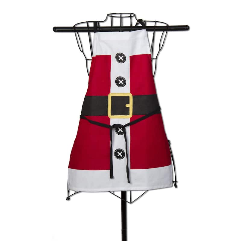 Whimsy Santa Kids Cooking Baking Apron Cotton Machine Wash, One Size Fits Most, Red