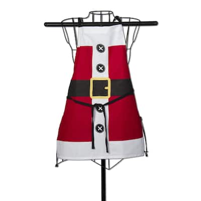 Whimsy Santa Kids Cooking Baking Apron Cotton Machine Wash, One Size Fits Most, Red