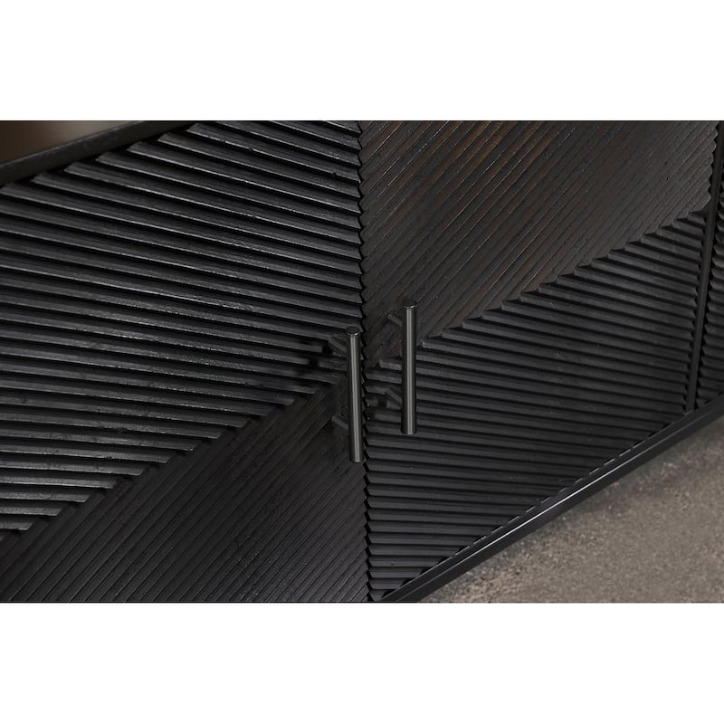 Riddell Wood Reeding Accent Cabinet Matte Black