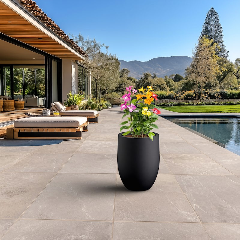 Tall Concrete Round Plant Pots / Large Indoor and Outdoor flower Planters
