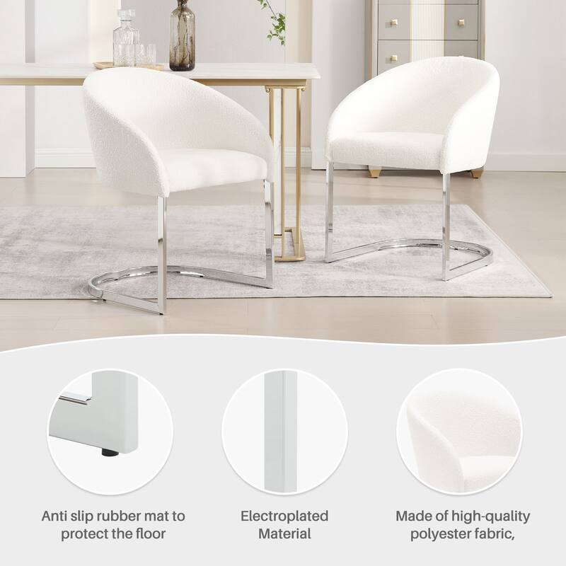 Modern Fabric Upholstered Dining Chairs, Boucle Arm Side Chair - 30" H x 22.2" W x 21.7" D