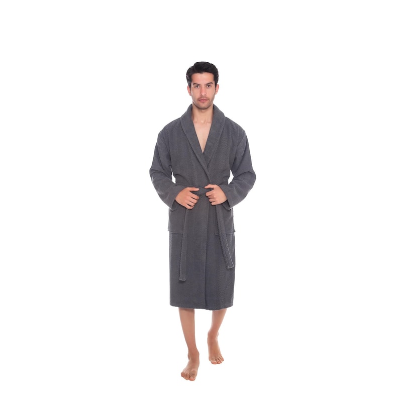 Ozan Premium Home Chevron Luxury Collection 100% Turkish Cotton Unisex Bathrobe