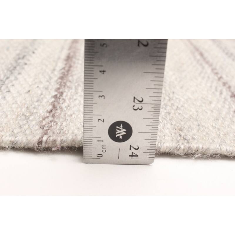 ECARPETGALLERY Flat-Weave Ankara FW Light Grey Wool Kilim - 5'2 x 7'8