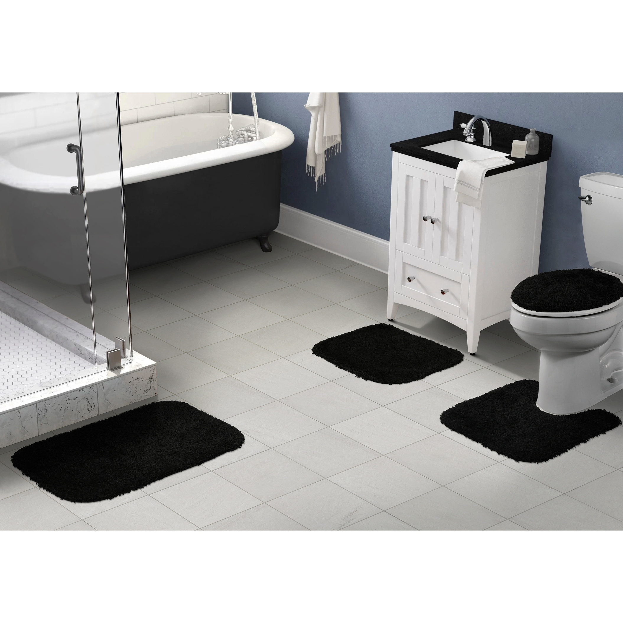 bathroom decor Better Homes & Gardens Bath Rug Cotton Reversible Washable,  17 x 24, Grey Shadow