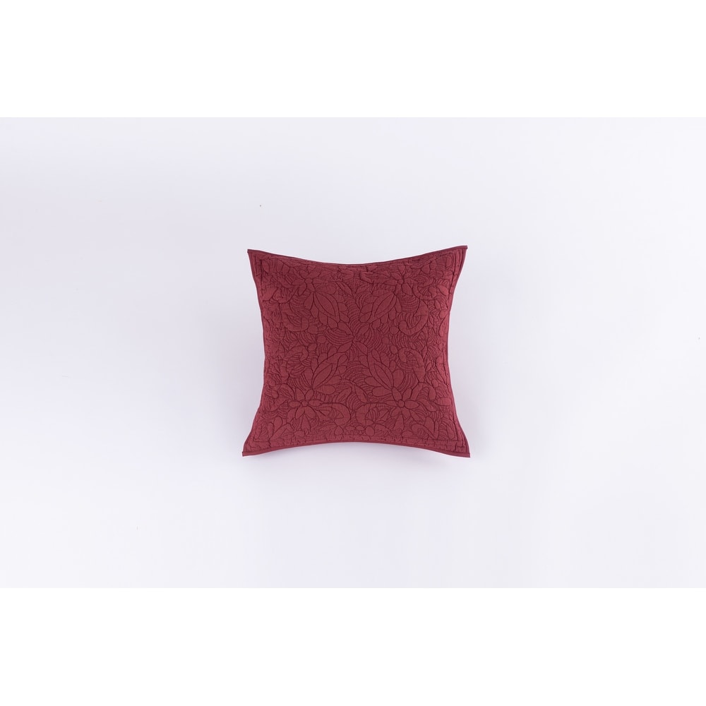 Cottage Home Red Cotton Floral Throw Pillow