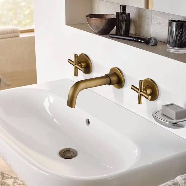 slide 5 of 8, Three-hole Two-handle Antique Bathroom Faucet Bronze