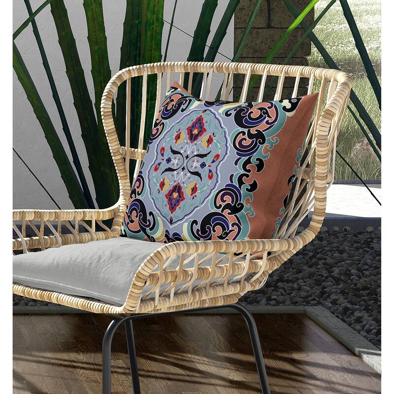 Soft Square Escape Indoor/Outdoor Reversible Throw Pillow Orange and Blue