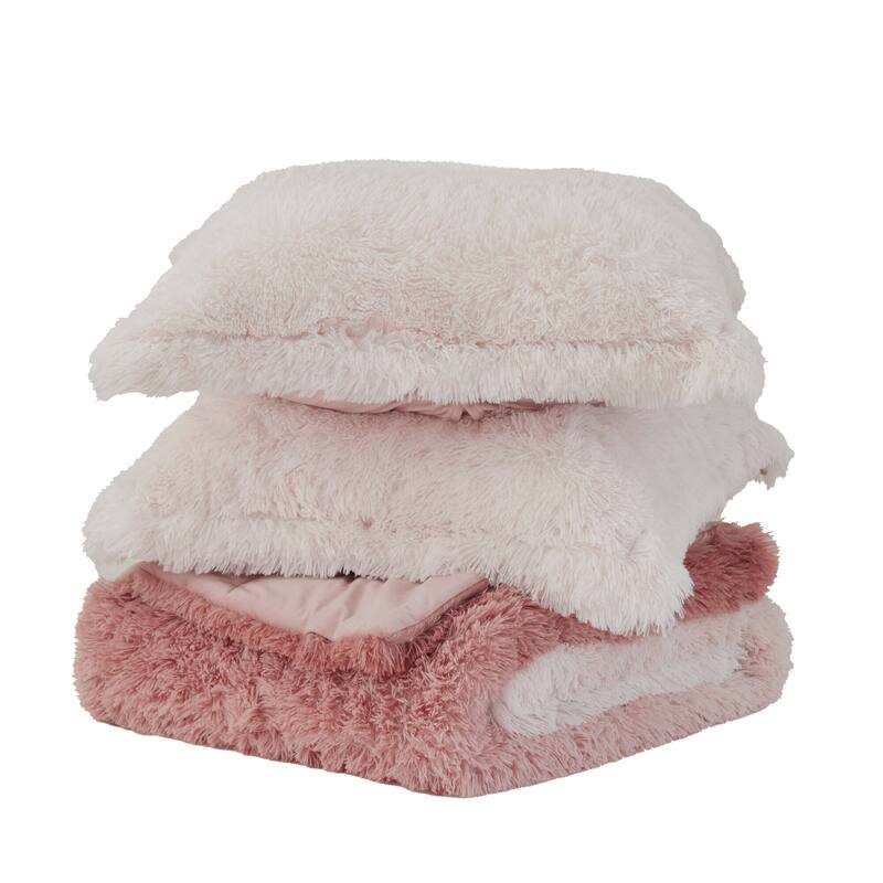 Intelligent Design Ella Ombre Shaggy Long Fur Comforter Mini Set