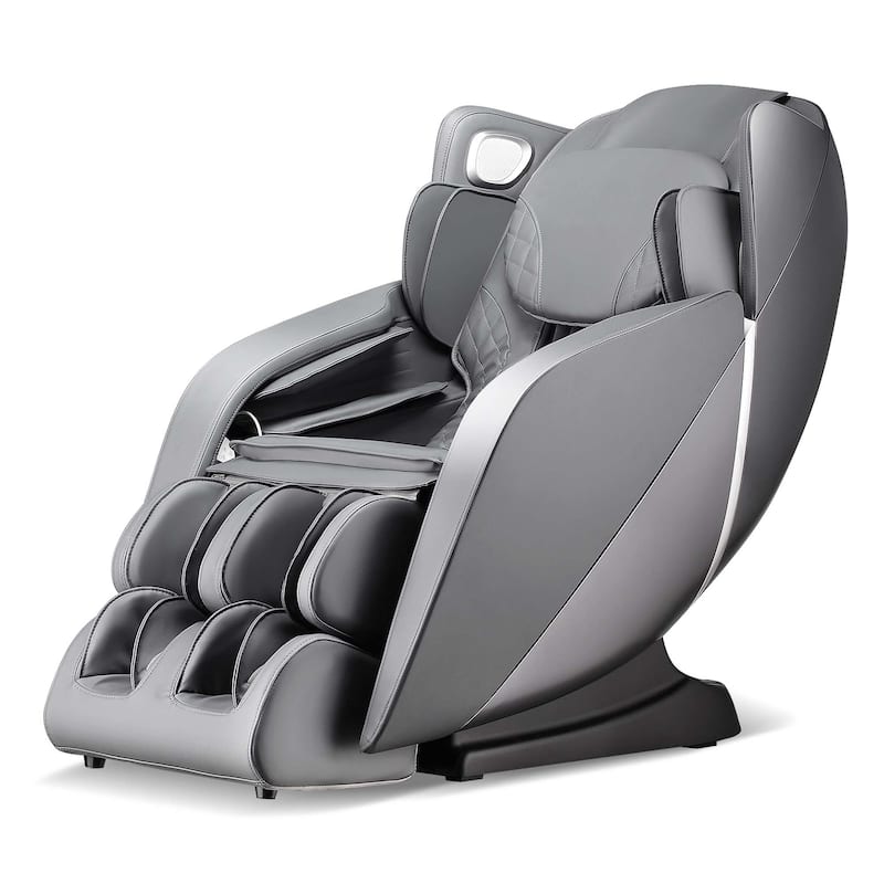Costway Full Body Massage Chair with Voice Control Heat Foot Roller - Grey