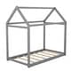 preview thumbnail 5 of 7, Gray Twin Size Wooden House Bed with Roof for Kids, Boys and Girls, Bedroom