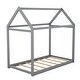 preview thumbnail 5 of 7, Gray Twin Wooden House Bed with Roof