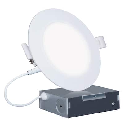 Infibrite 6 Inch 3000K/4000K/5000K Selectable 12W 1050LM Ultra-Slim LED Ceiling Light with Junction Box, Flush Mount, Dimmable