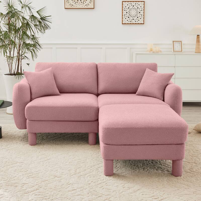 2-seater Loveseat Sofa Couch With Distinctive Shell-shaped Armrests And Removable Ottoman