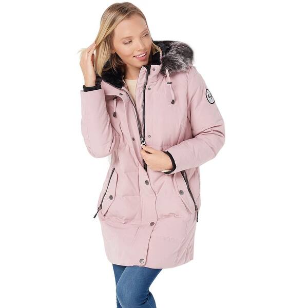 Arctic Expedition Womens Quilted Down Coat With Removable Hood 1x Blush A367602 Overstock 32173139