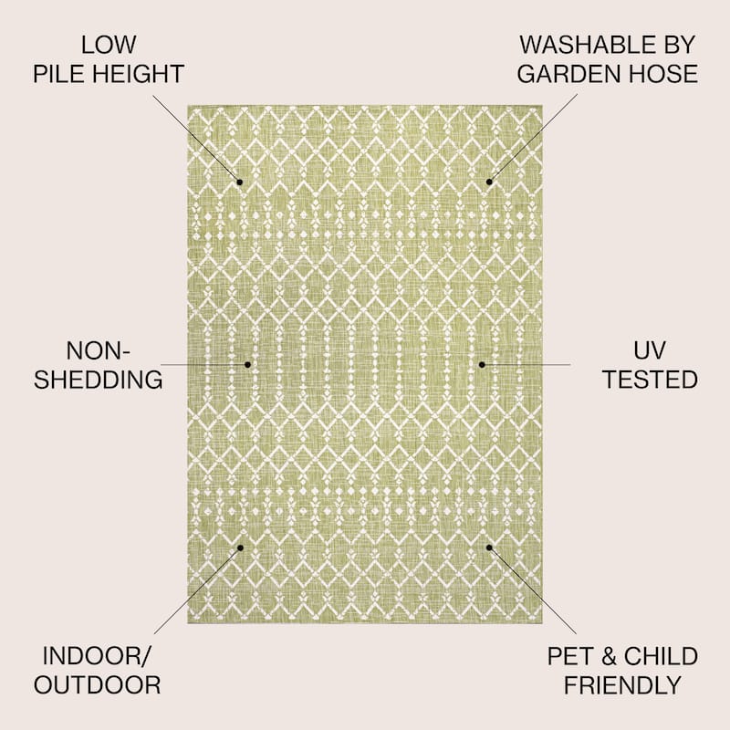 JONATHAN Y Trebol Moroccan Geometric Textured Weave Indoor/Outdoor Area Rug