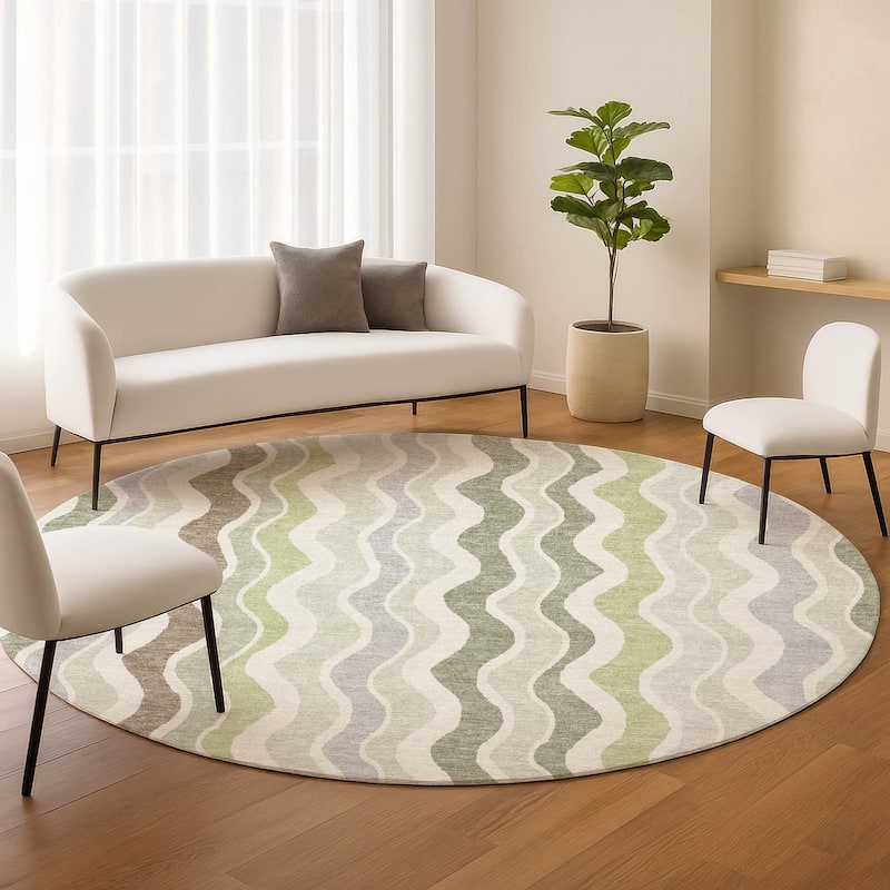 Machine Washable Indoor/ Outdoor Funky Stripe Chantille Rug