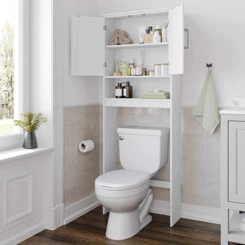 Modern Over the Toilet Cabinet with Shelves and Magnetic Closure Doors