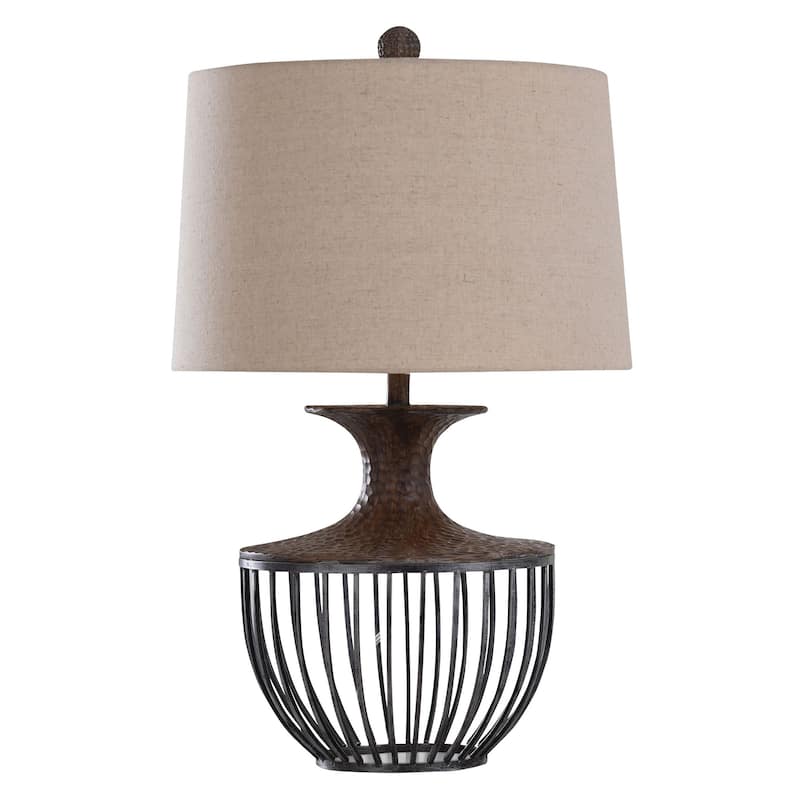 StyleCraft Orono Bronze - Transitional Metal & Moulded Design Table Lamp In Pewter & Dark Amber