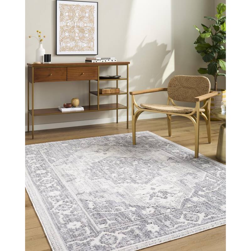 ELLE Decor x Livabliss Odeon Modern Area Rug - Medium Gray - 2'7" x 7'3"