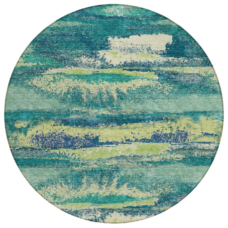 Machine Washable Indoor/ Outdoor Abstract Modern Chantille Rug