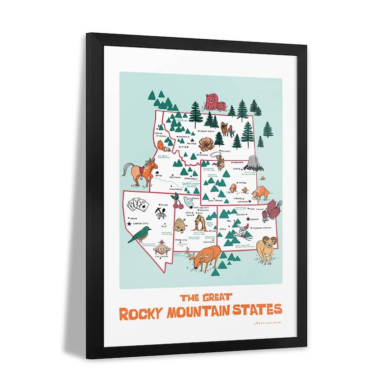 The Great Rocky Mountain States Premium Framed Poster by Vestiges