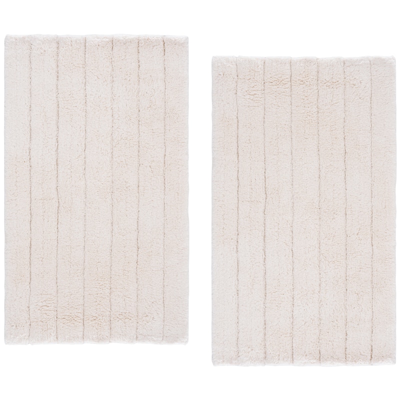 SAFAVIEH Home Harlow Channel Tufted Bathmat (Set of 2) - White - 21"W x 34"L