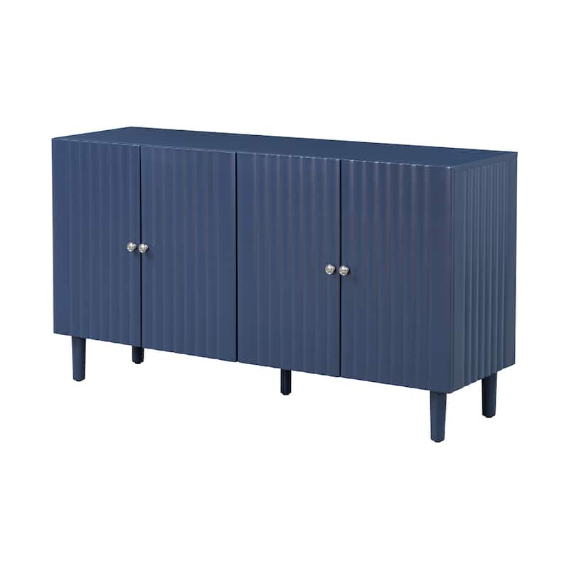 Elegant Four-Door Sideboard with Wavy Pattern Doors