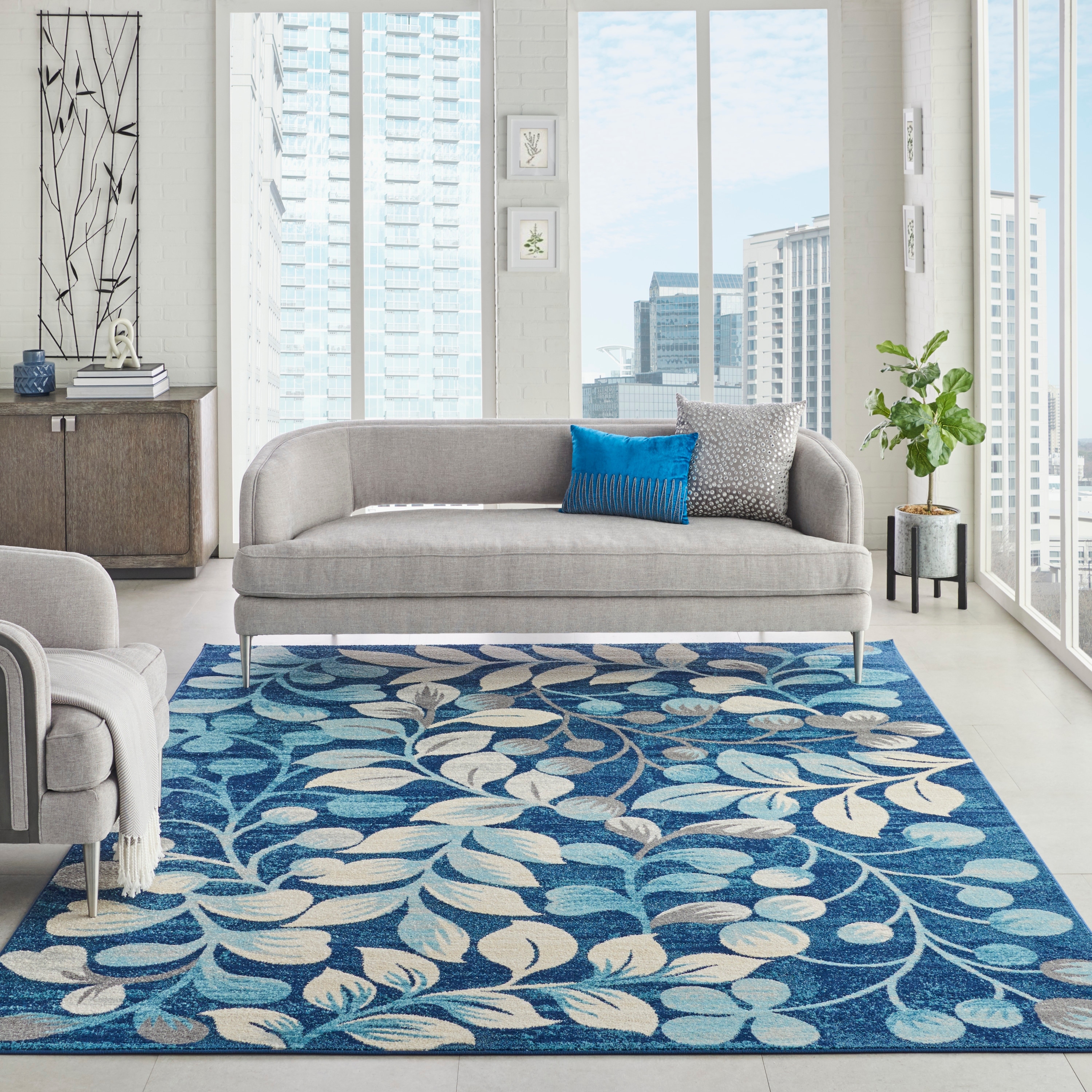 Nourison Tranquil Abstract Floral Leaves Botanical Area Rug
