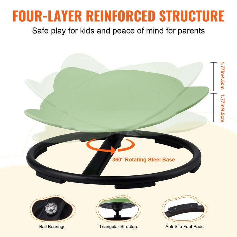 Elephant Shape Plastic Kids Swivel Toy Chair with Non-Slip Metal Base Ideal Gift for Birthday or Christmas