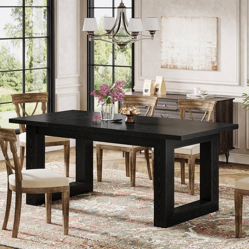 63-Inch Dining Table Modern Wood Kitchen Table Large Rectangular Dinner Table for Dining Room