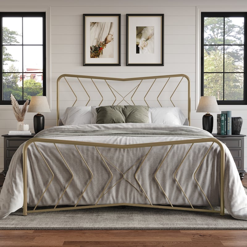 Clayfell Fargo Metal Bed - King - Metallic Gold