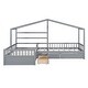 preview thumbnail 7 of 9, Twin Size House Platform Kids Bed Frame with Three Storage Drawers, Grey