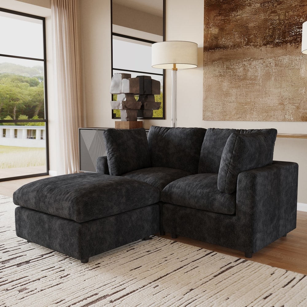 Cloud Sectional Couches for Living Room,100.5" Convertible L Shaped Couch with Ottoman, 4 Seater Modular Sectional Sofa