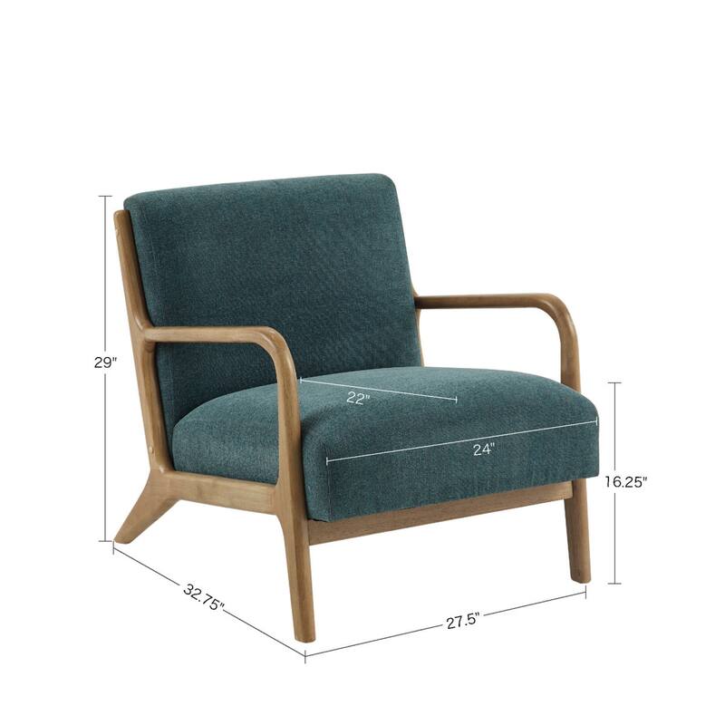 Roomfitters Mid-Century Lounge Chair with Solid Wood Frame, Upholstered Accent Seating, Living Room Chair