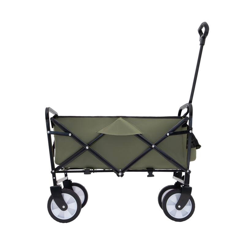 Foldable Wagon with Straps, Beach & Utility Cart, 225lb Capacity - Brown