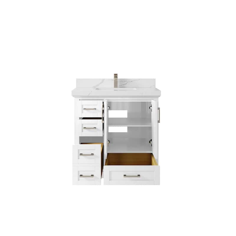 Willow Collections 36 x 22 Boston Center Sink Right Bathroom Vanity with Countertop
