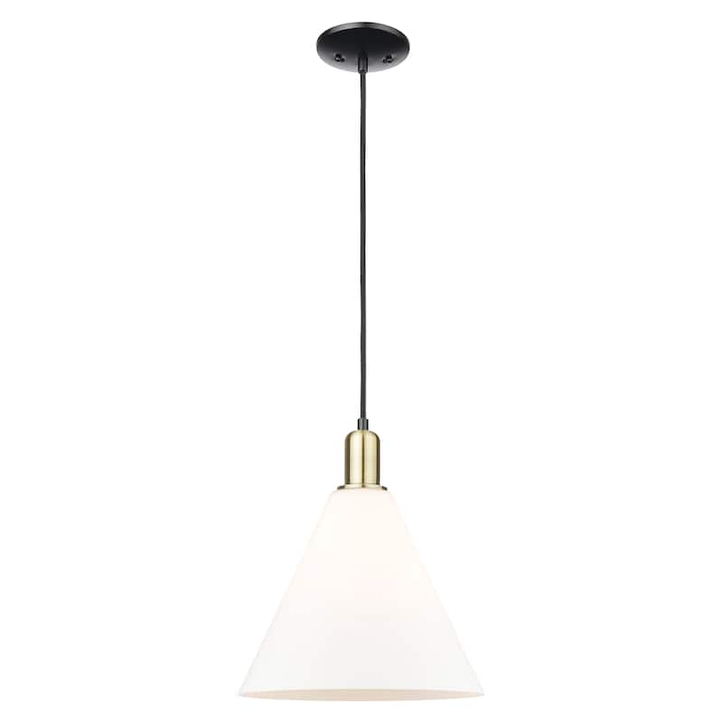 Innovations Lighting Endless Possibilities Arcadia - Berkshire Glass - 1 Light 12" Cord Hung Mini Pendant - Matte White/Black Antique Brass