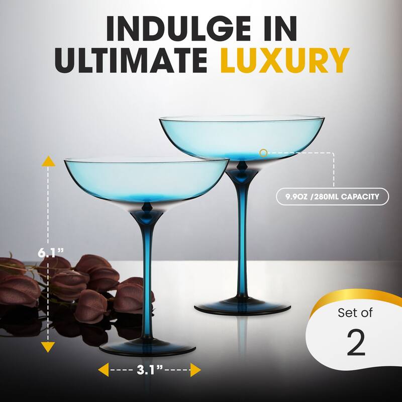 Berkware Set of 2 Luxurious and Elegant Coupe Cocktail Glass