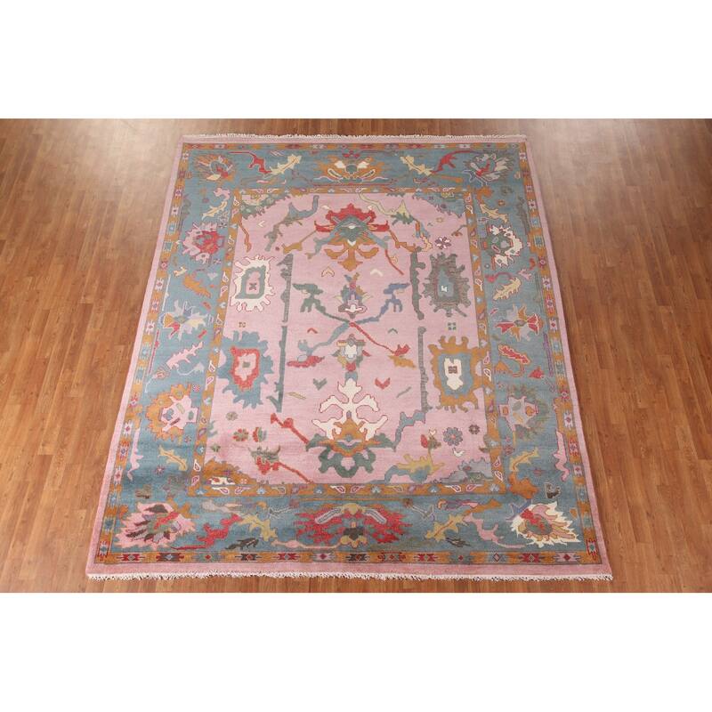 Pink Oushak Oriental Area Rug Handmade Wool Carpet - 8'5"x 10'2"