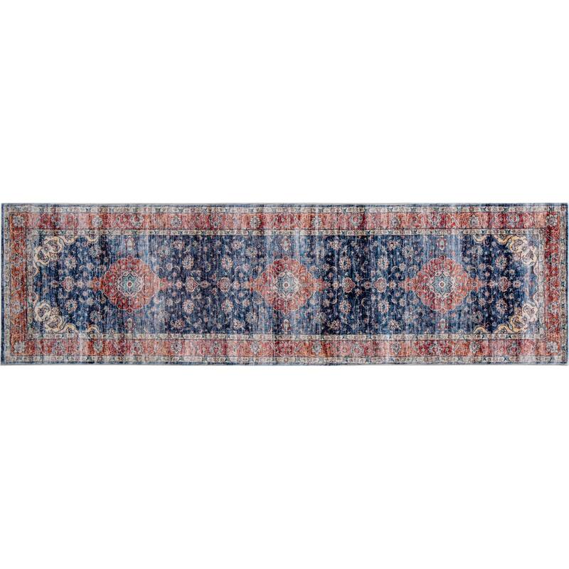Domani Comfort Distressed At Midnight Boho Faux Fur Rug - 2' x 7' Runner