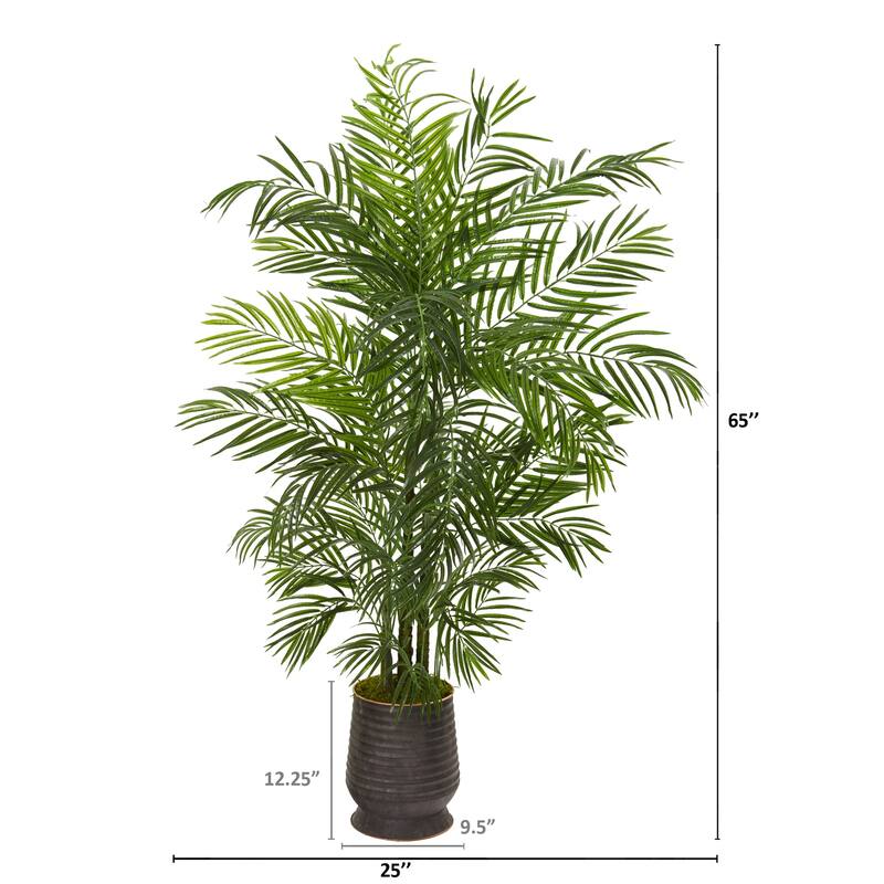 Artificial Palm Tree with Planter - 65 Inch Indoor Outdoor Decor - Green